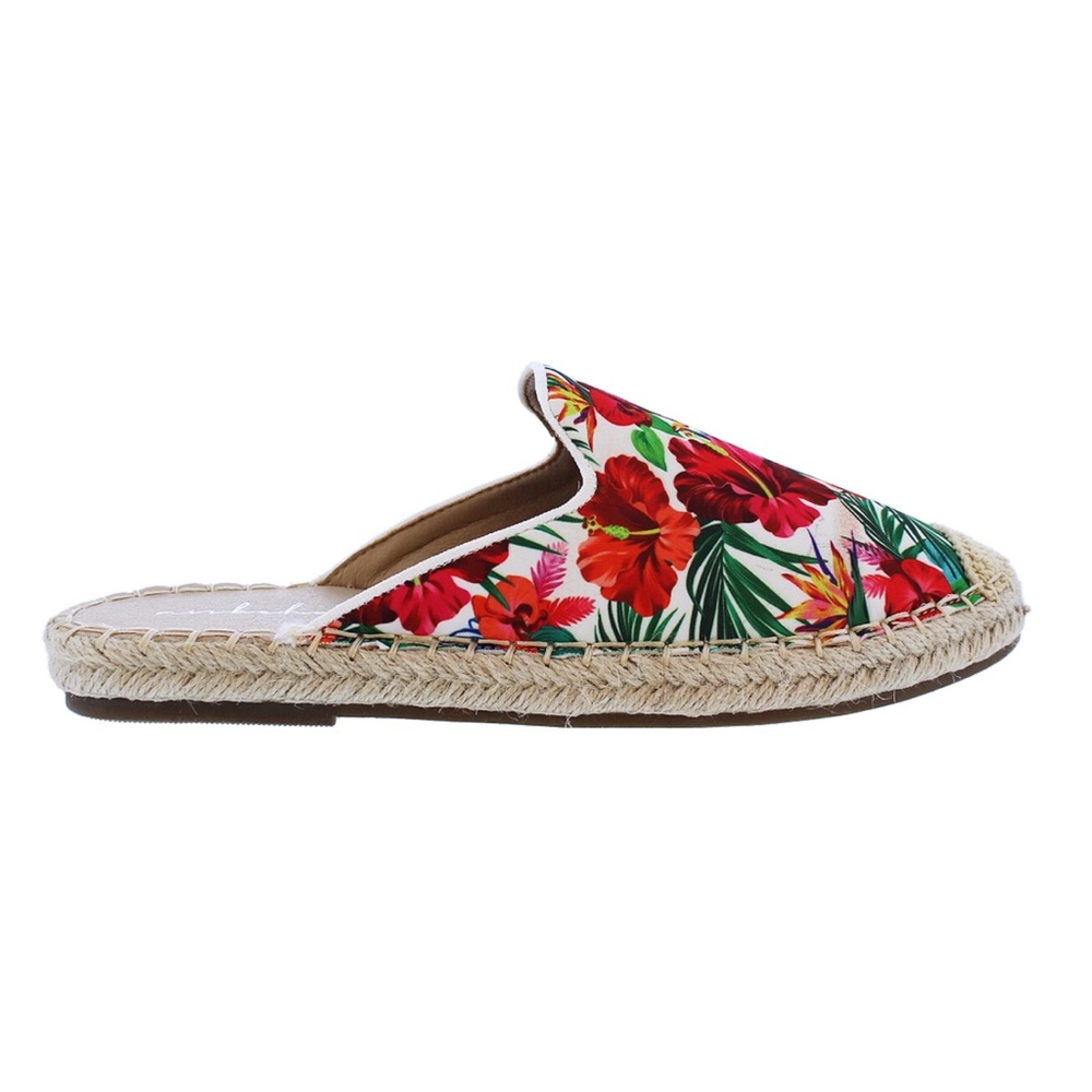 PARADISE FLORAL ESPADRILLE MULE SLIDE SLIP ON FLAT - Picture 7 of 8